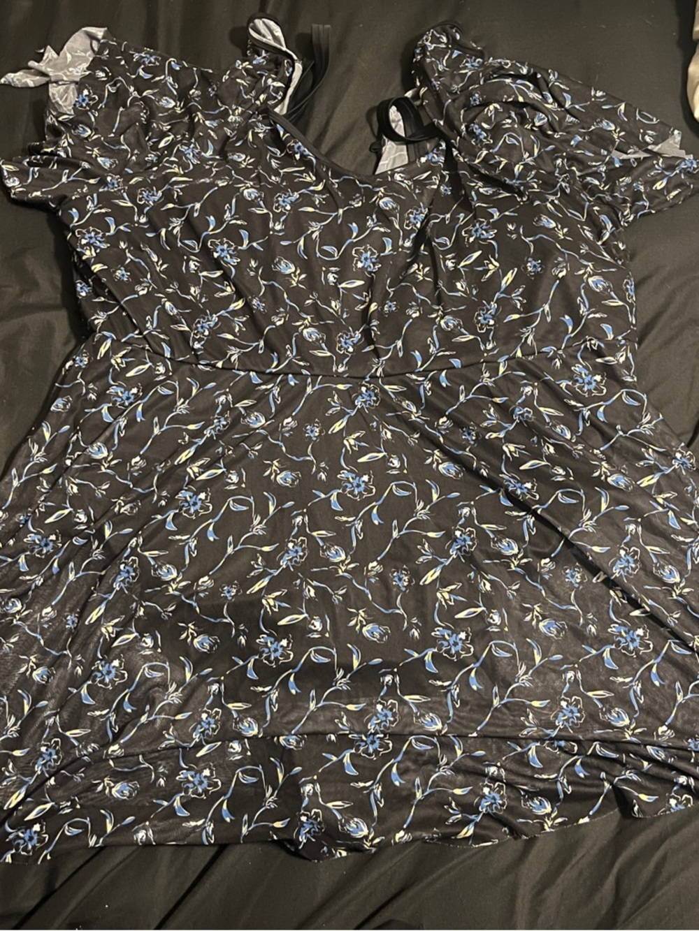 Black Floral Women's Swimsuit - 4XL